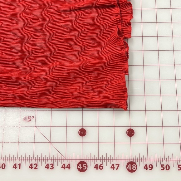 ZARA Kimono SLV Shimmer Ribbed Draped Lettuce Edge V-Neck Red Midi Party Dress S - Picture 16 of 16